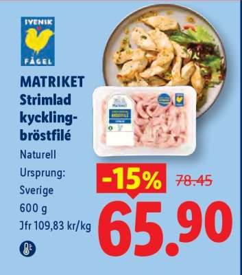 Matriket Strimlad kycklingbröstfilé
