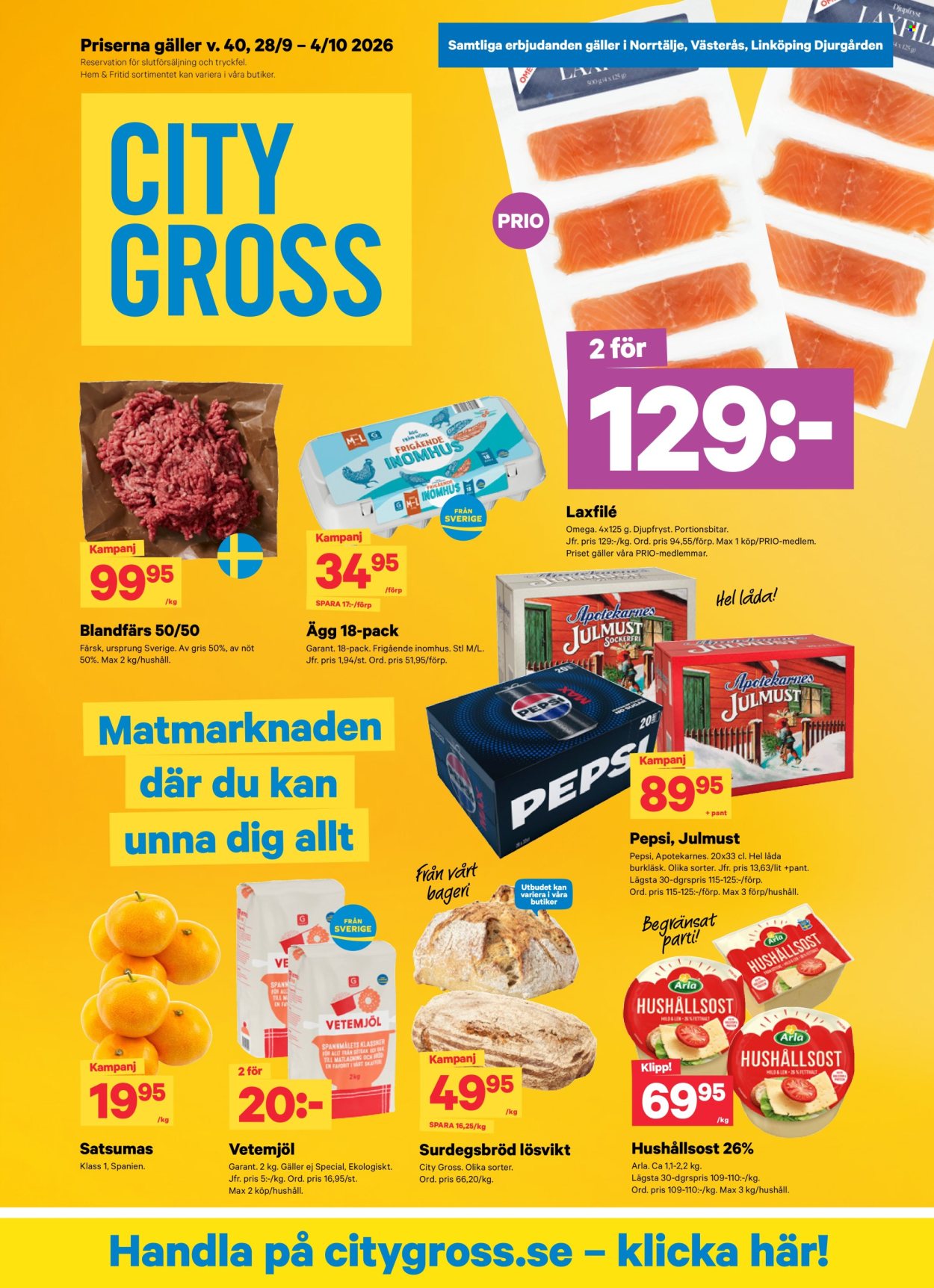City Gross reklamblad - 28/9 2026 - 4/10 2026. Sida 1