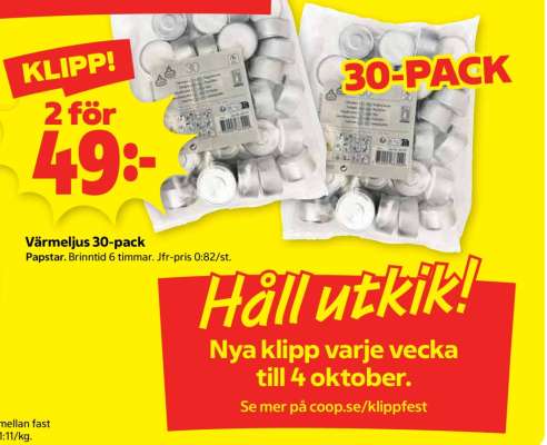 Värmeljus 30-pack