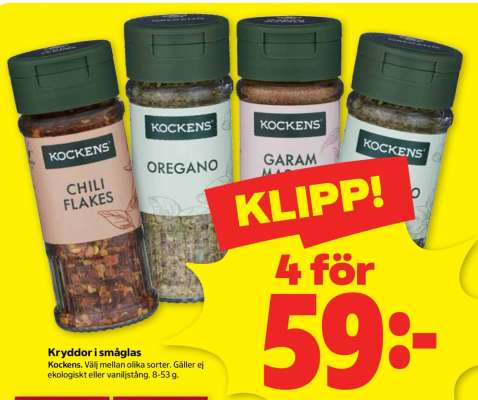 Kockens Kryddor i småglas
