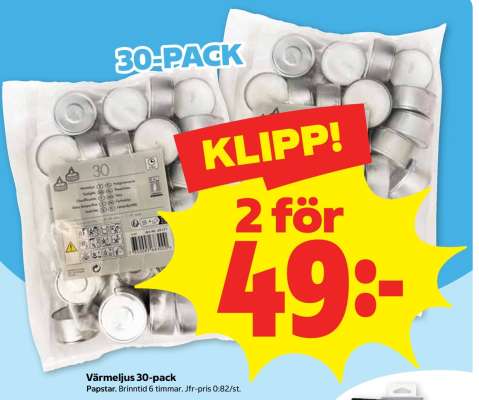 Värmeljus 30-pack
