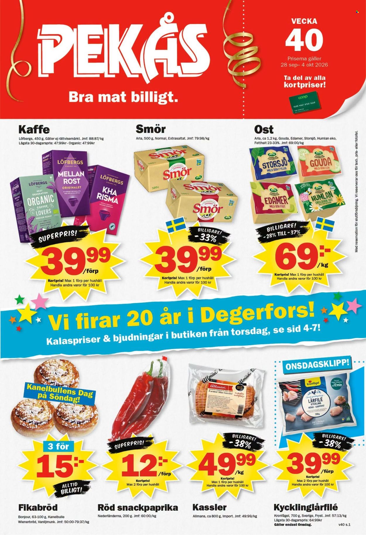 Pekås reklamblad - 28/9 2026 - 4/10 2026. Sida 1