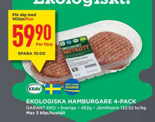 Ekologiska Hamburgare 4-pack