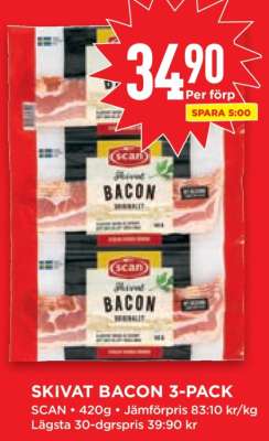 SKIVAT BACON 3-PACK