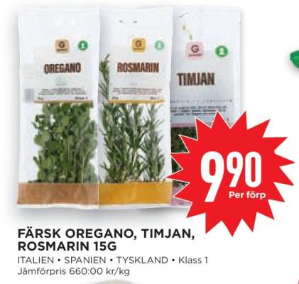 Färsk Oregano, Timjan, Rosmarin 15g