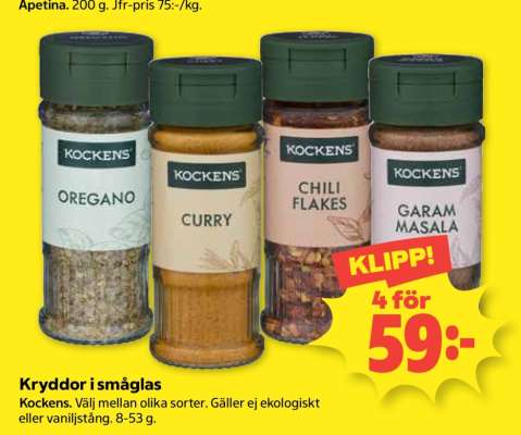 Kockens Kryddor i småglas