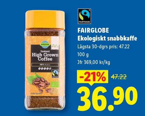 FAIRGLOBE Ekologiskt snabbkaffe