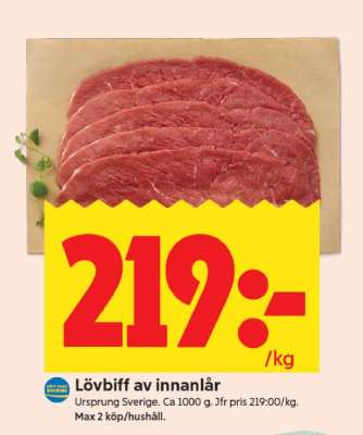 Lövbiff av innanlår