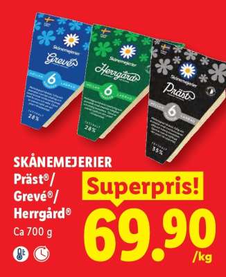 SKÅNEMEJERIER Präst®/Grevé®/Herrgård®