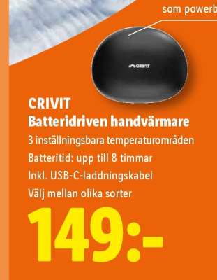 CRIVIT Batteridriven handvärmare