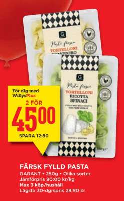 Färsk fylld pasta