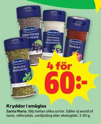 Kryddor i småglas