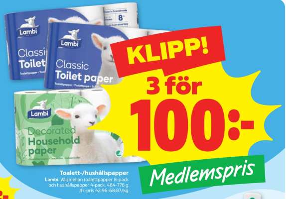 Toalett-/hushållspapper