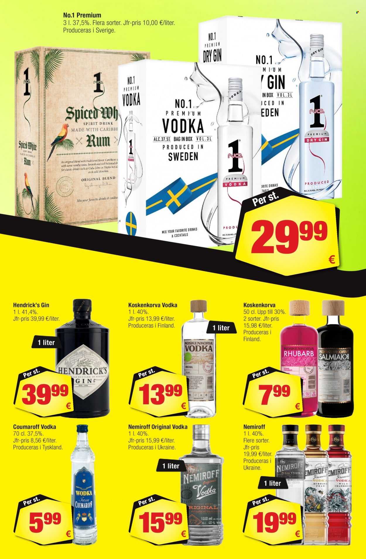 Calle reklamblad - 4/1 2023 - 21/2 2023 - varor från reklamblad - drink, Hendrick’s Gin, Vodka, gin, Koskenkorva, Cuba. Sida 6.