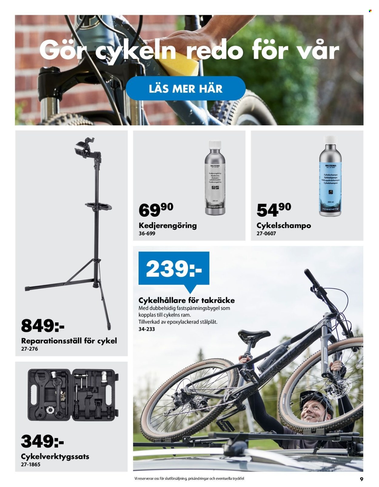thumbnail - Biltema reklamblad - varor från reklamblad - ram, cykelhållare, takräcke. Sida 9.